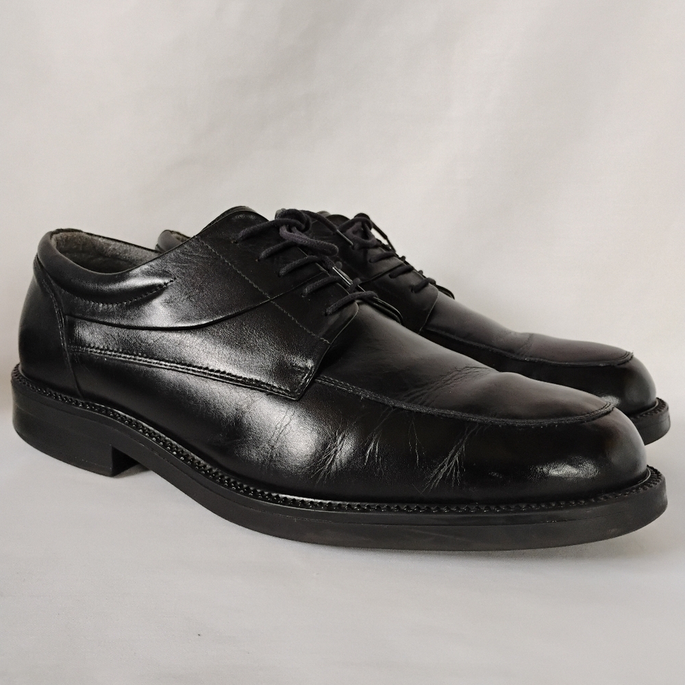 Bass Men's Size 12M Black Leather Oxfords Comfortable Dressy Lace Up Work Shoes